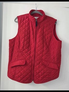 Van Heusen Red Quilted Zip-Up Vest - XL